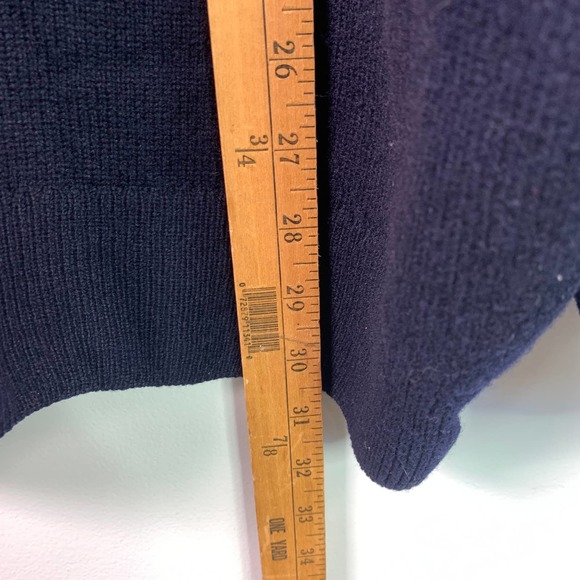 LL Bean Mens Tall Pure Lambswool Navy Blue V-neck Cardigan Sweater XL - Picture 5 of 6